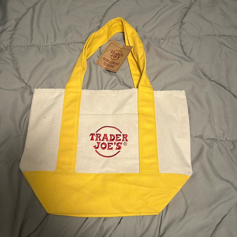 NWT Trader Joe’s Mini Canvas Tote Yellow
